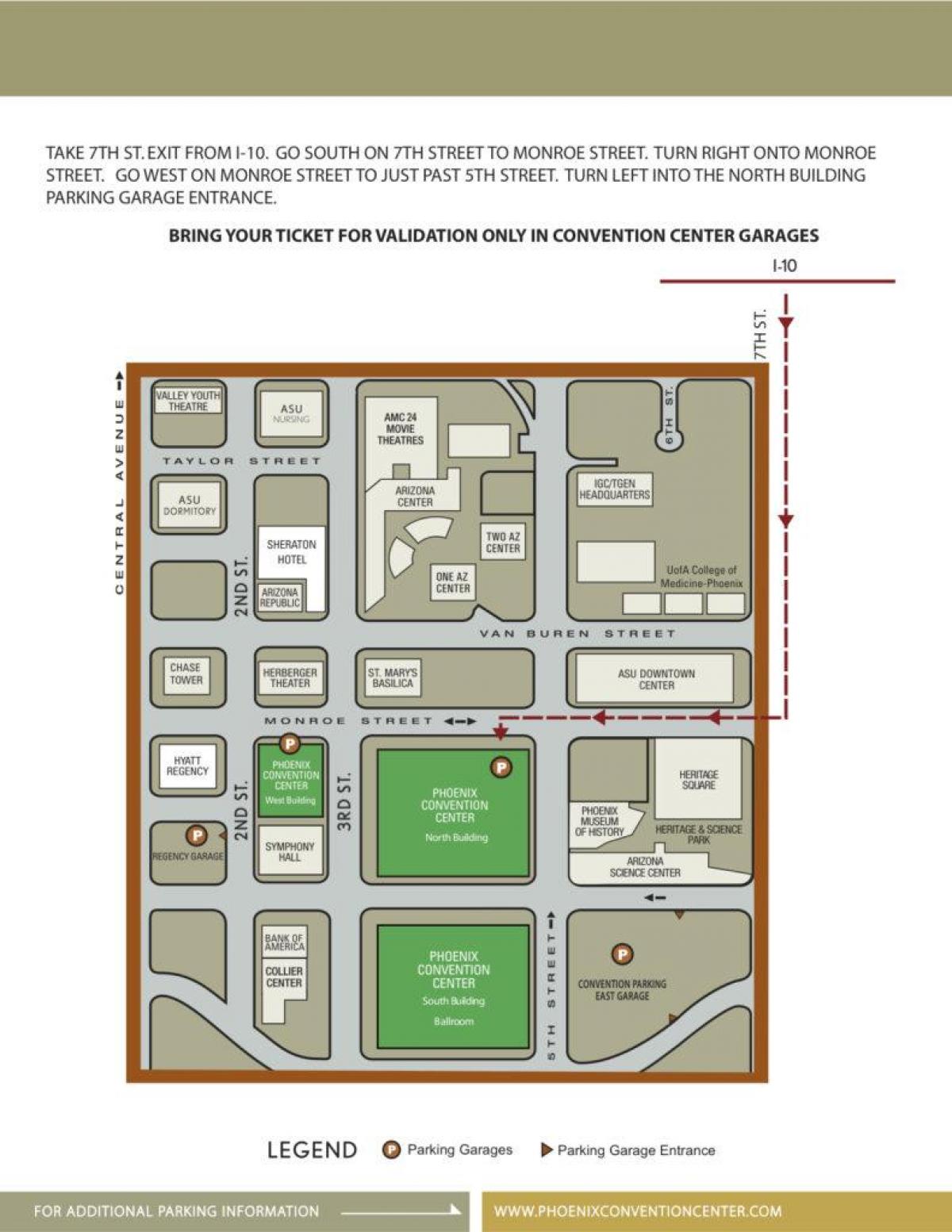 نقشه از مرکز کنوانسیون ققنوس