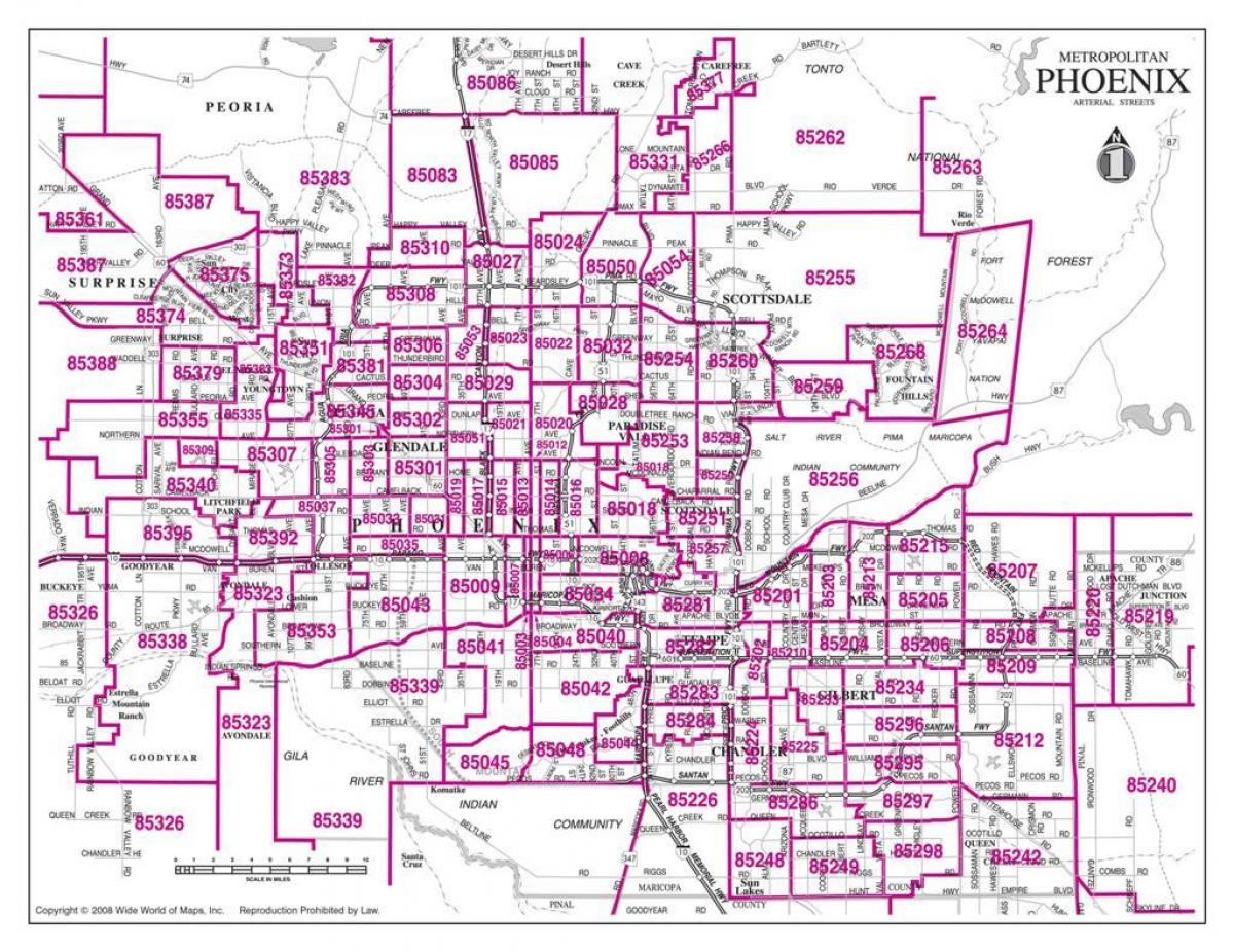 شهر فینیکس, کد پستی, نقشه